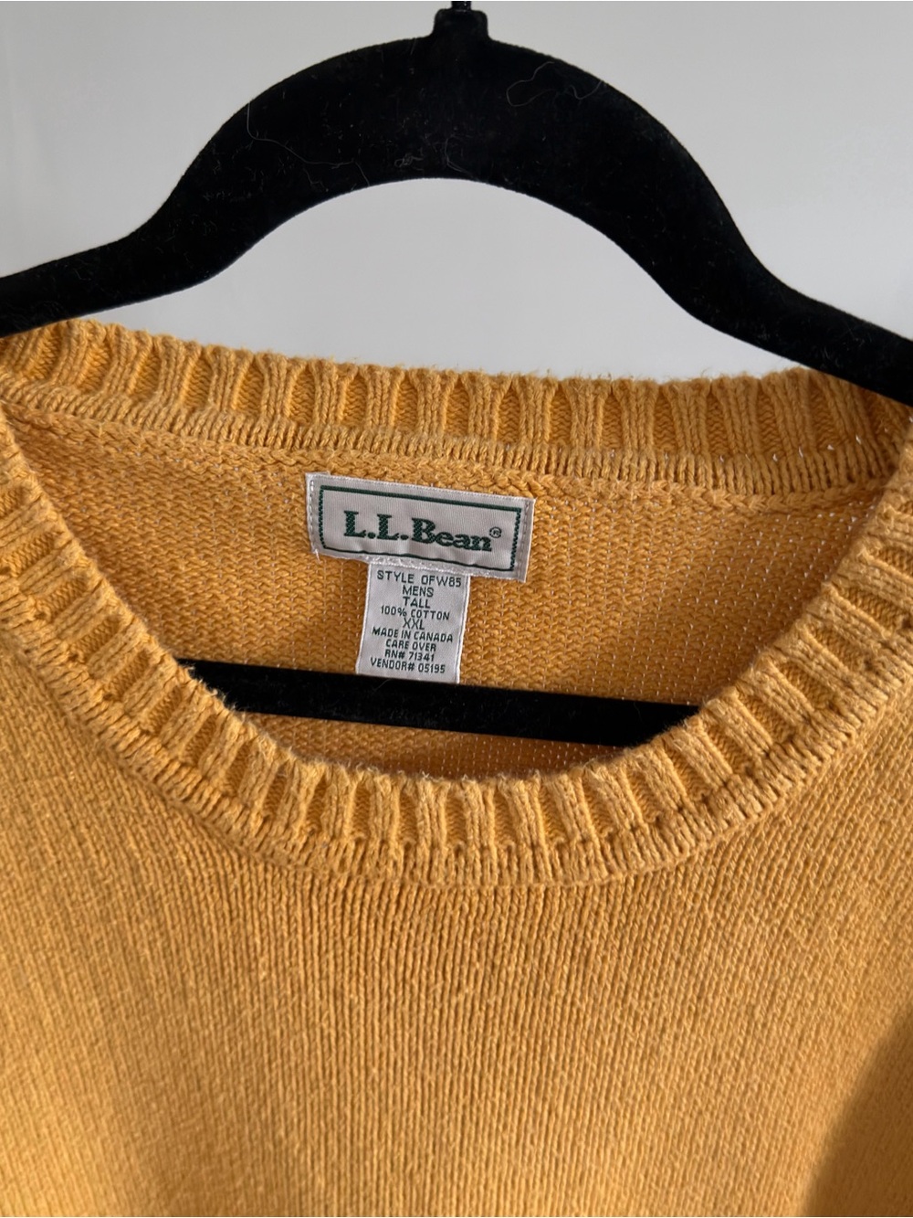 L.L. Bean Men's Golden Yellow Crewneck Sweater
